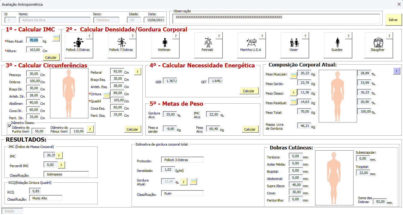 planilha avaliação física pilates