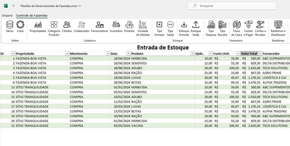 planilha de estoque rural agricola excel