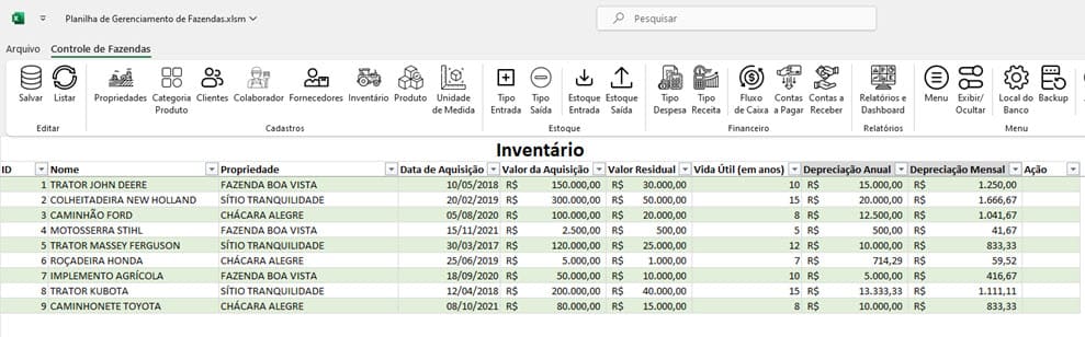 planilha inventario rural agricola