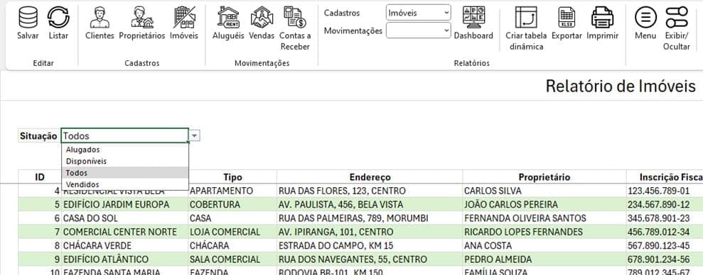 Planilha de Controle de Aluguel e Venda de Imóveis 8