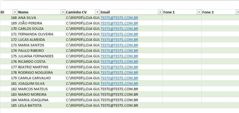 Planilha de recrutamento e selecao curriculos