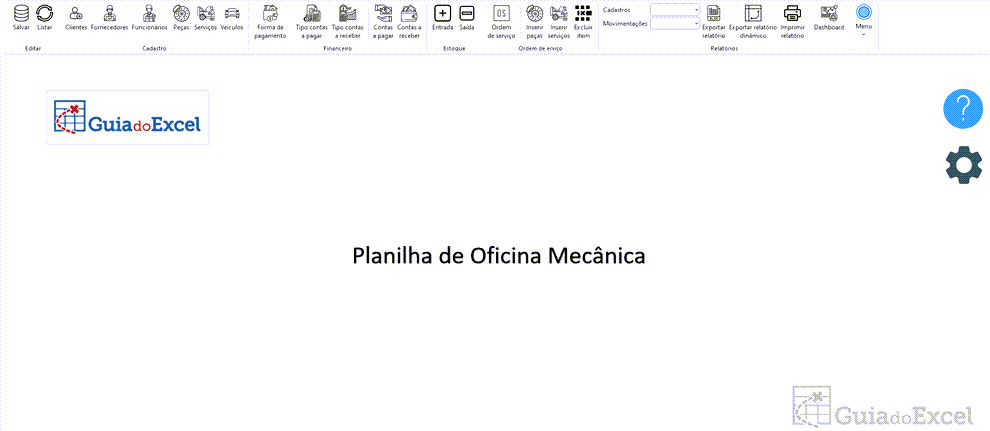 Planilha de Oficina Mecanica Excel 1