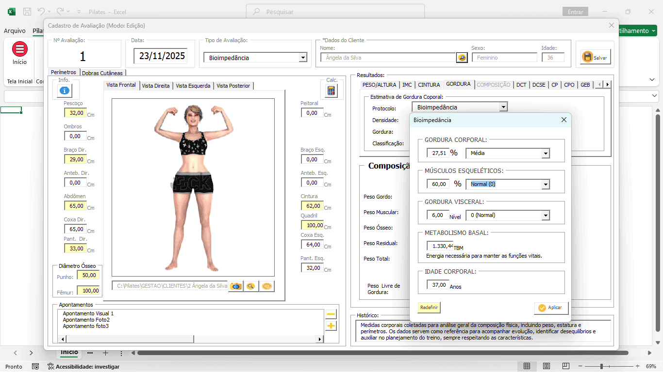 Planilha Pilates Bioimpedancia